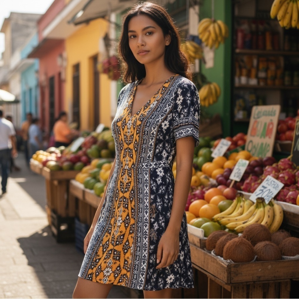 Oasis scarf print v-neck short sleeve dress 10 UK14